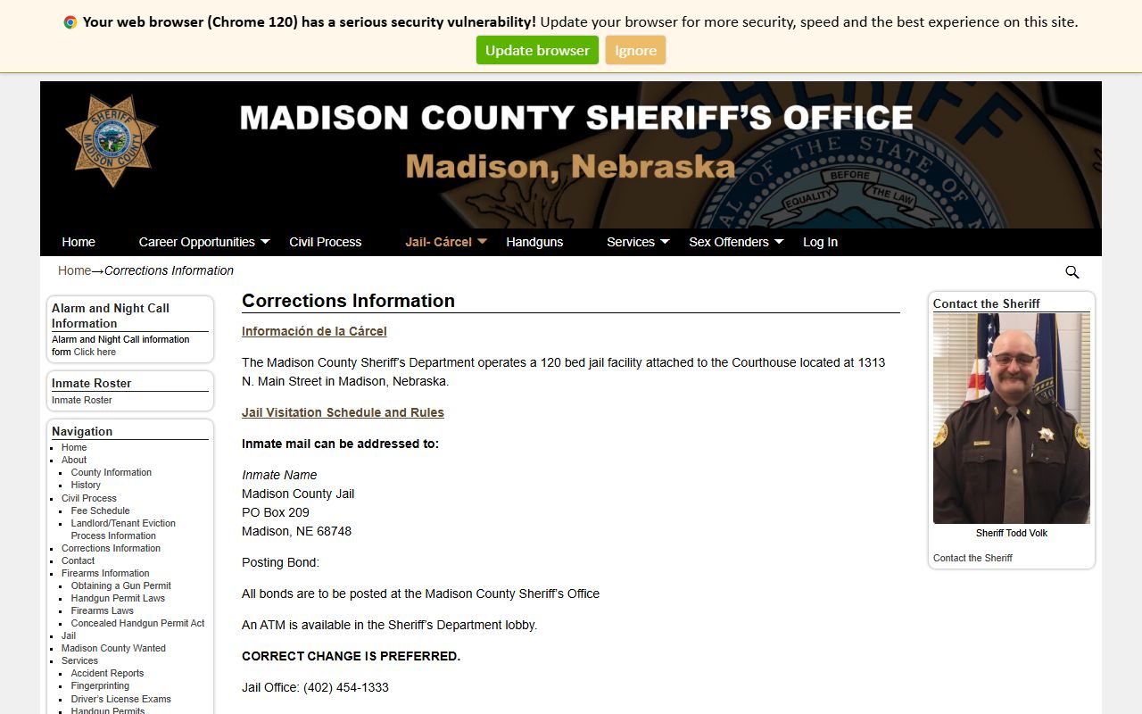 Madison County Jail corrections information for Wayne County inmate custody